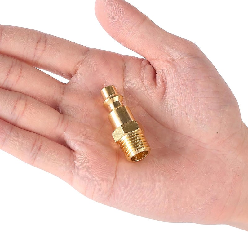 BILBAL Brass 1/4-Inch NPT Male Industrial Air Hose Quick Connect Adapter,Air Coupler and Plug Kit,Air Compressor Fittings 2pcs - Image 5